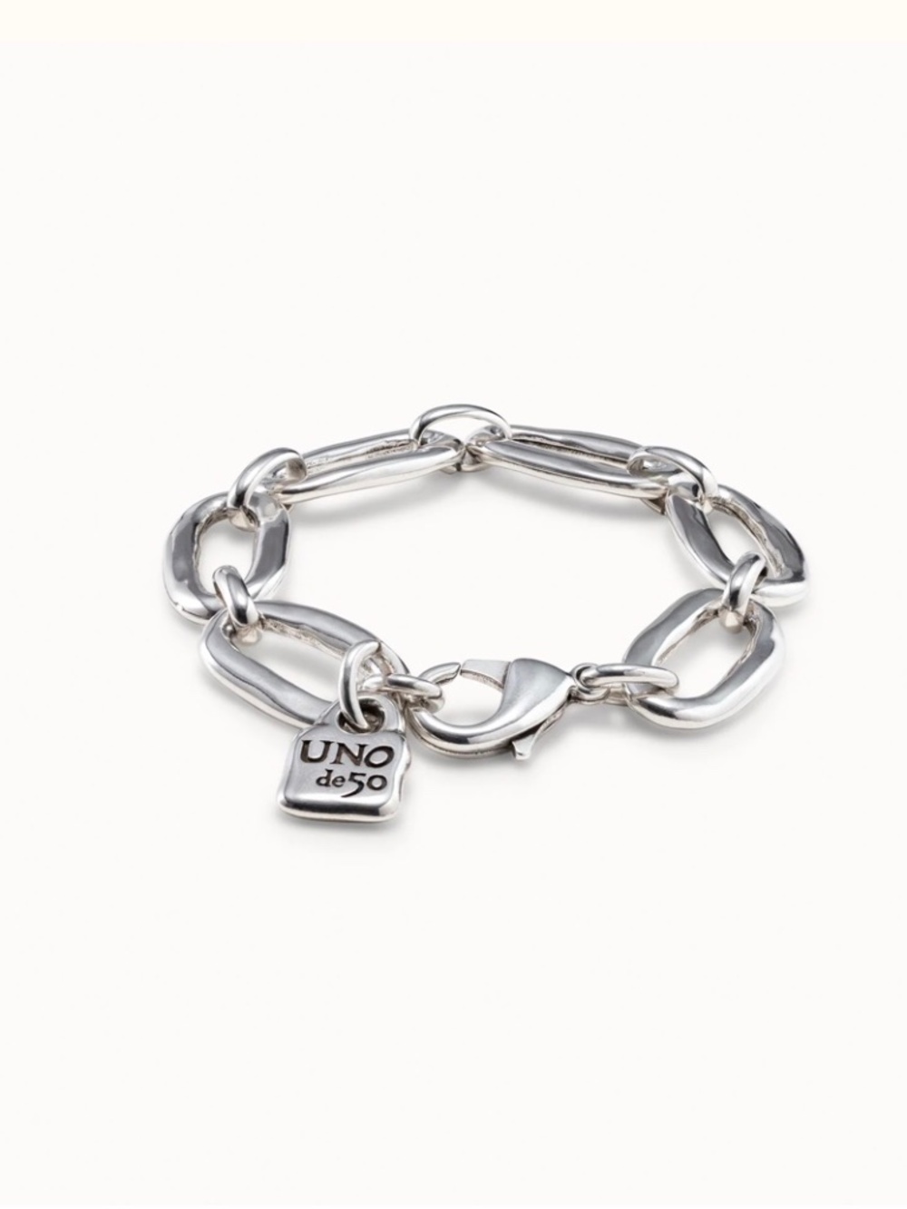 Uno de 50 Silver plated bracelet with oval links